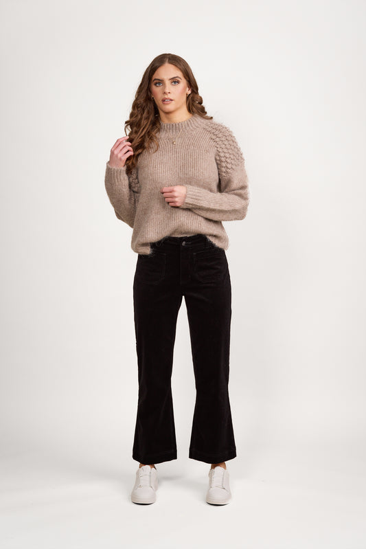 Wide Leg Ankle Grazer Pant - 5995AM - Black