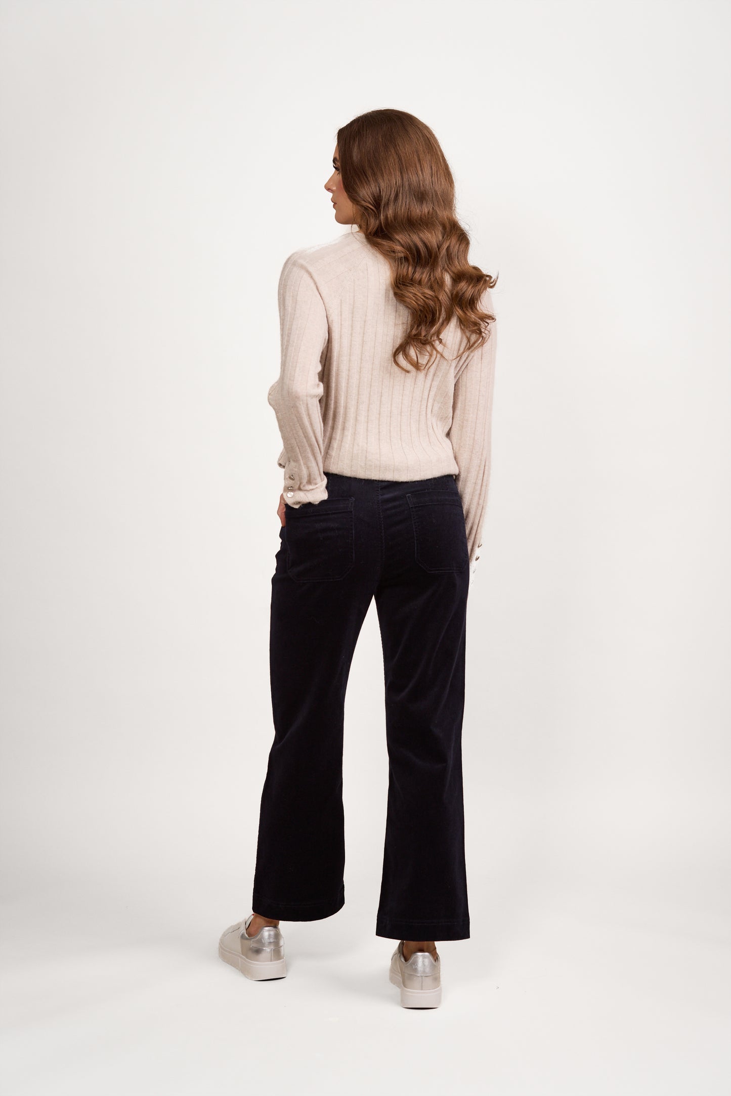 Wide Leg Ankle Grazer Pants - 5995AM - Midnight