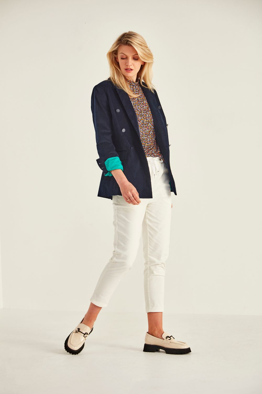 Lemon Tree - Wynona Cord Jacket - LT875 - Navy(Teal) - 50% OFF