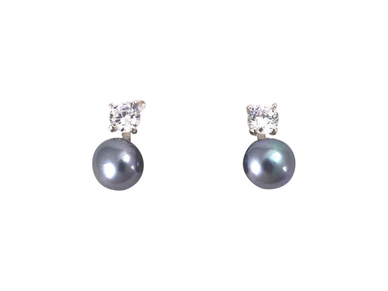 Black Rhinestone Pearl Studs - PL0325