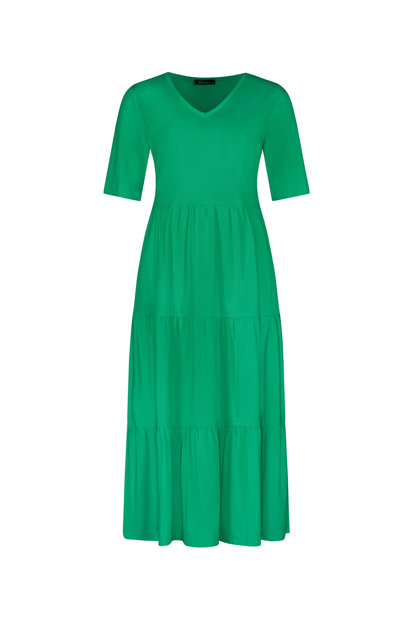 Vassalli - 6076 - V Neck Tiered Dress - 4 Colourways  - 50% Off
