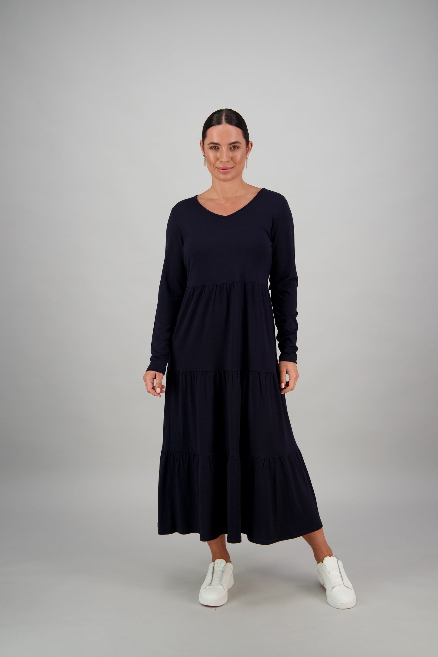 Vassalli - 6094 100% Merino Tiered Dress - Ink - INSTORE