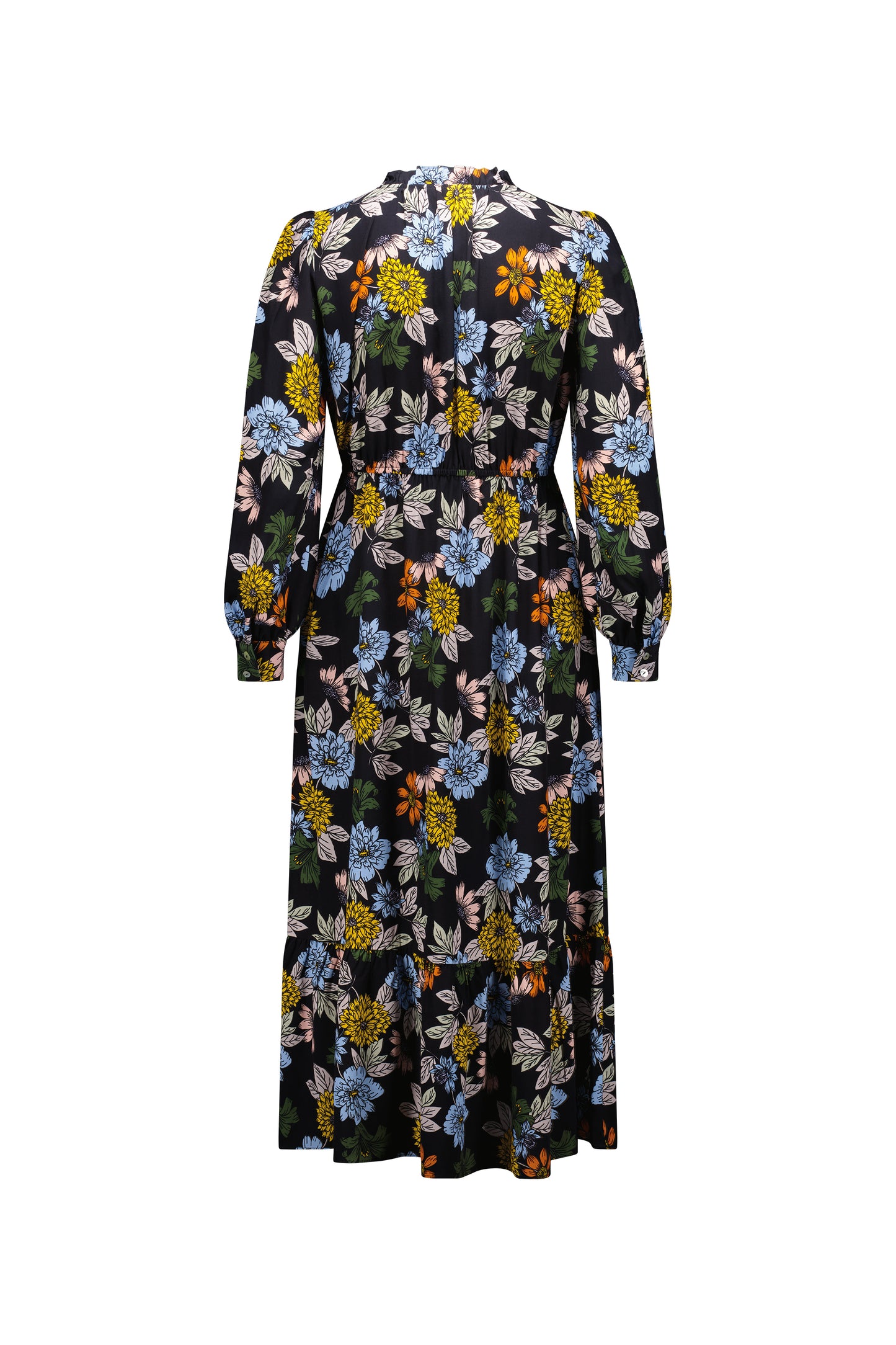 6096 - Frill Neck Dress with Panel Hem -Viva La Bloom - INSTORE
