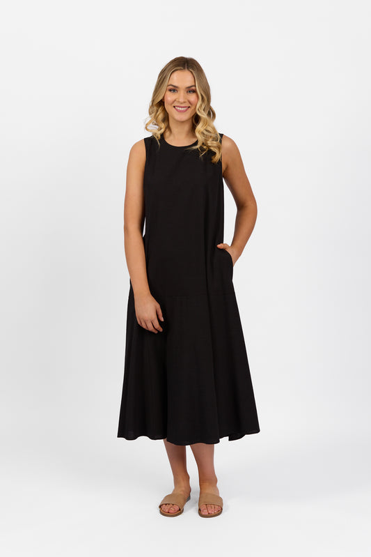 Vassalli - Cotton Sleeveless Dress - 6102 - Black