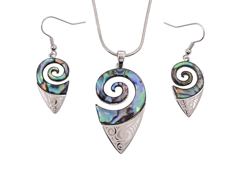 Paua Koru Pendant Set NC3567