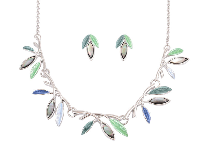 MOP & Green Leaves Necklace Set NC3613