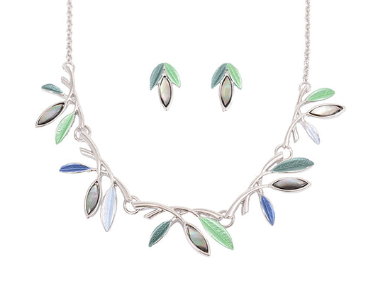 MOP & Green Leaves Necklace Set NC3613