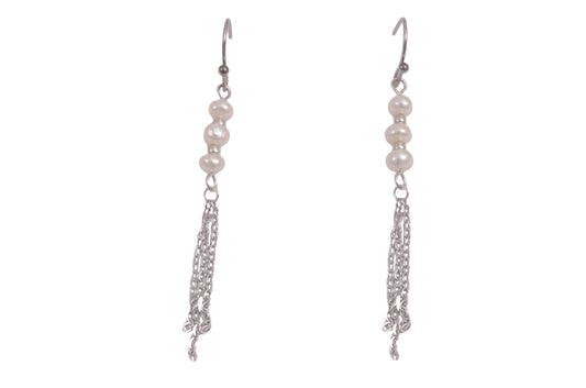 Long Pearl Earrings - MSE1055 - White