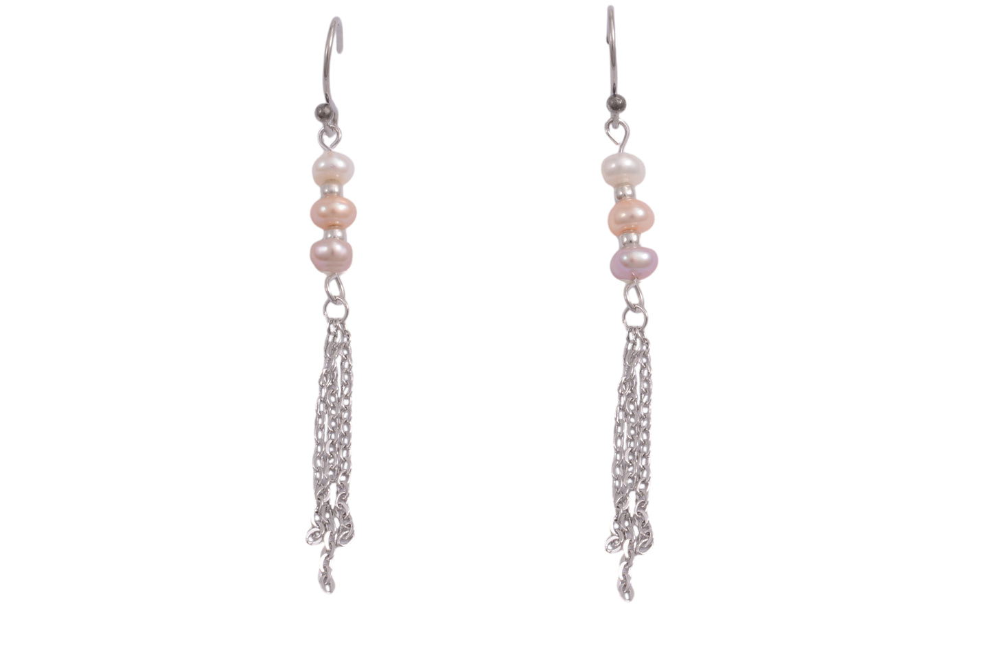 Long Pearl Earrings - MSE1056 - Pink/Wite/Purple