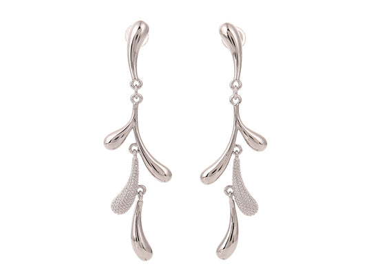 Water-drop Beads Rhodium Earrings - MSE1350
