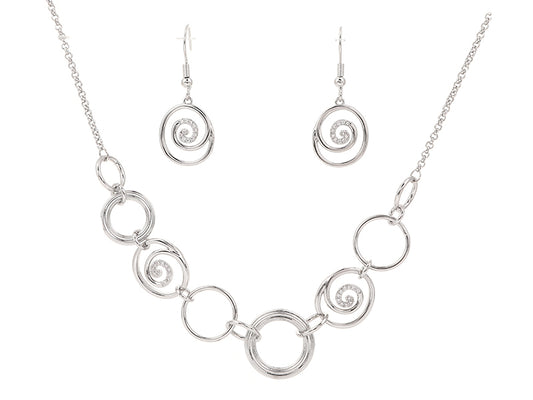 Zircon Rhodium Necklace & Earrings - NC3721