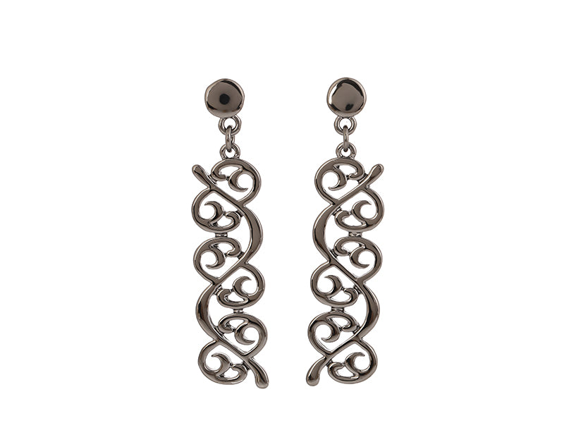 Black/Silver Koru Earrings MSE1496
