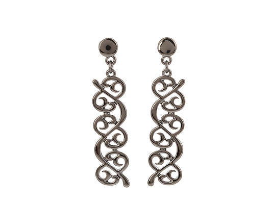 Black/Silver Koru Earrings MSE1496