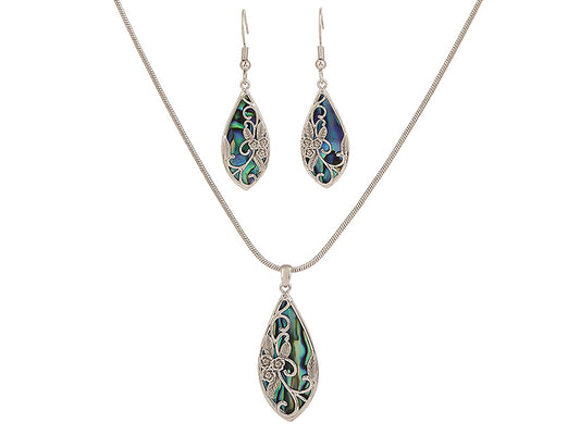 Paua Flower Pendant Set NC3821