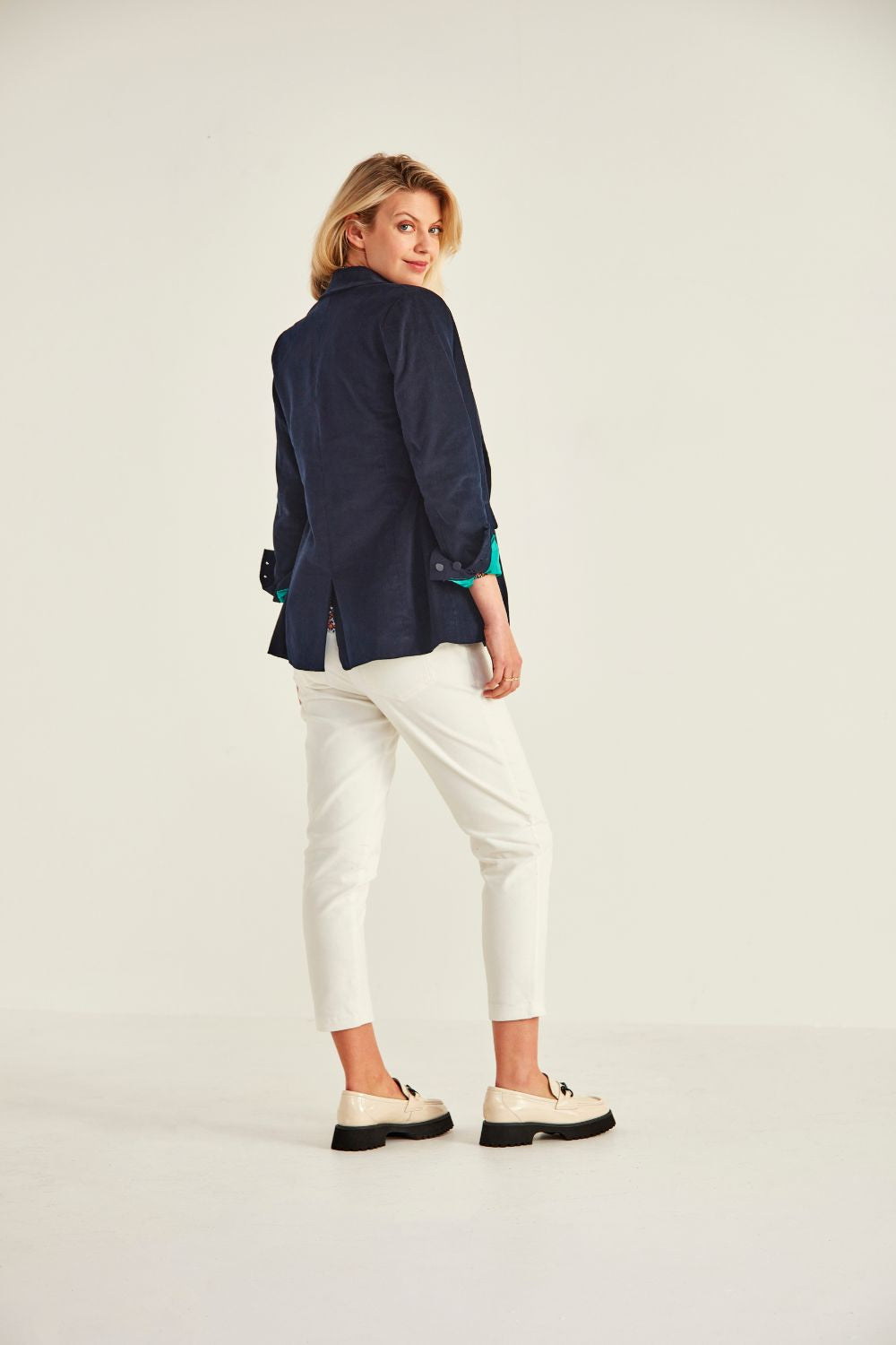 Lemon Tree - Wynona Cord Jacket - LT875 - Navy(Teal) - 50% OFF