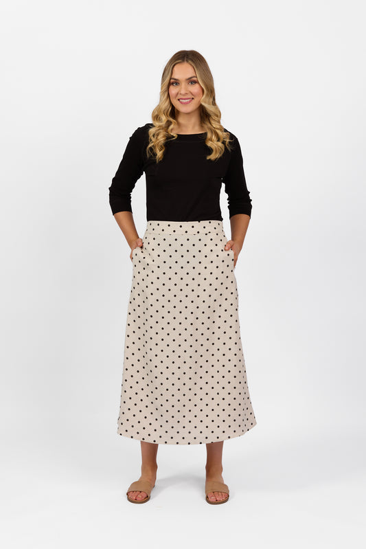 Vassalli - Linen/Cotton Skirt - 7057 - Natural Spot - 60% Off - 1 x 10 left