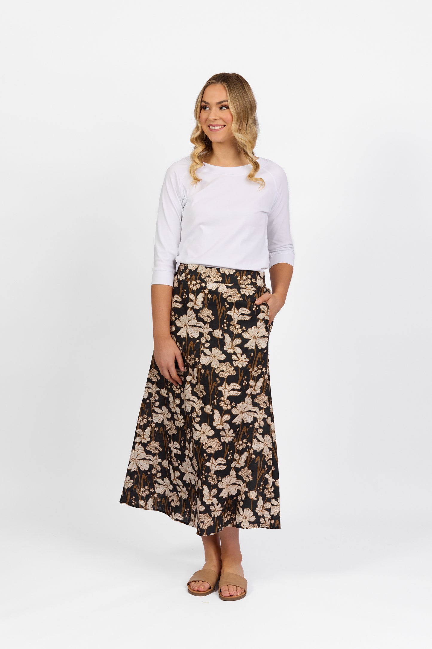 Vassalli - Linen Blend Skirt - 7057 - Roma - 30% Off