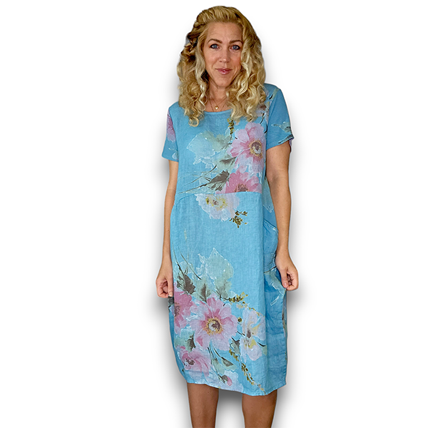 Helga May Jungle Dress - 160667 - Light Turquoise Meadow Bloom