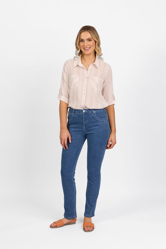 Vassalli - Slim Leg Full Length Jean - 9901 - Blue Hue