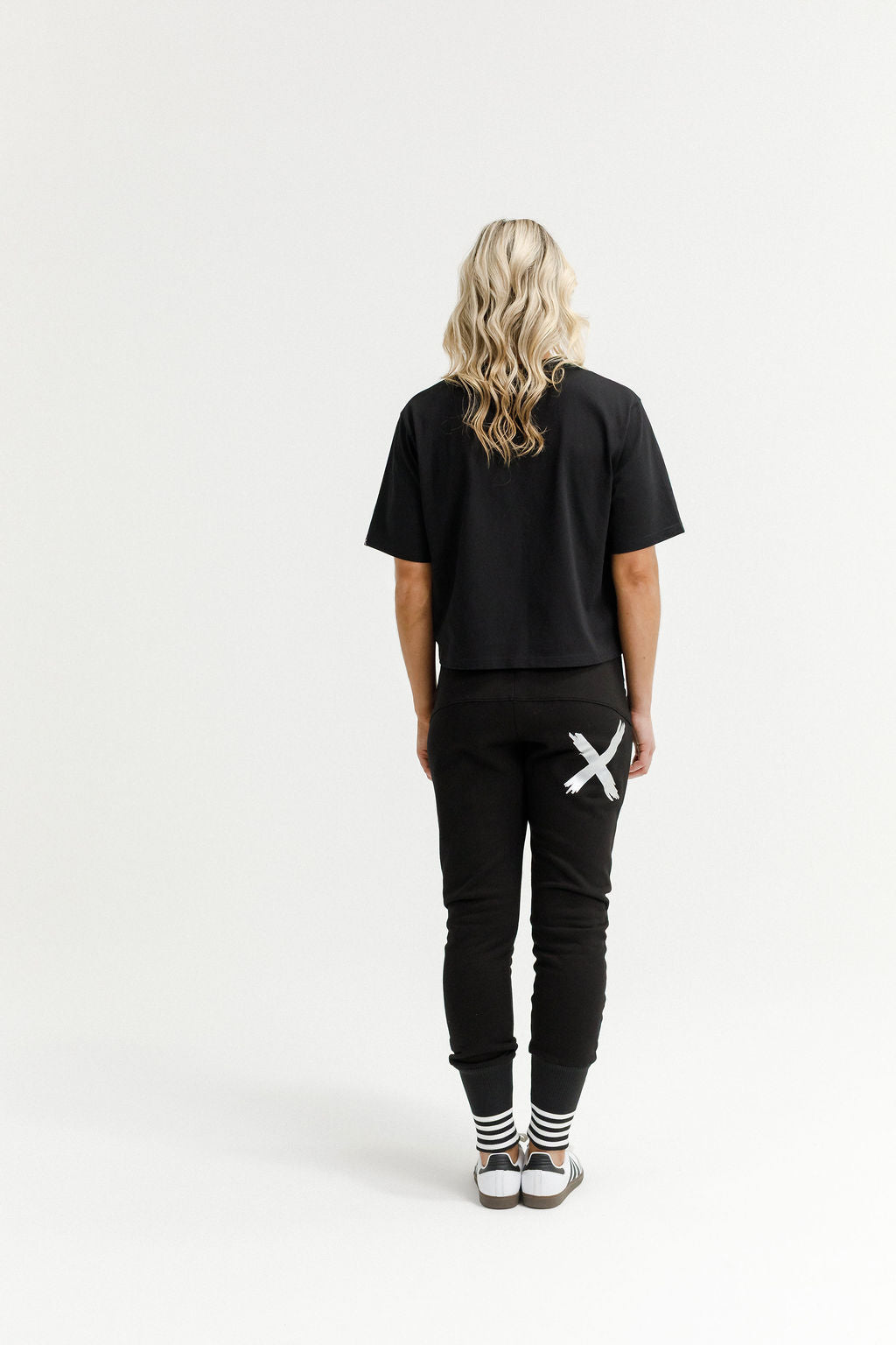 Apartment Pants - Alpine Weight - Black with Silver X & Striped Cuffs