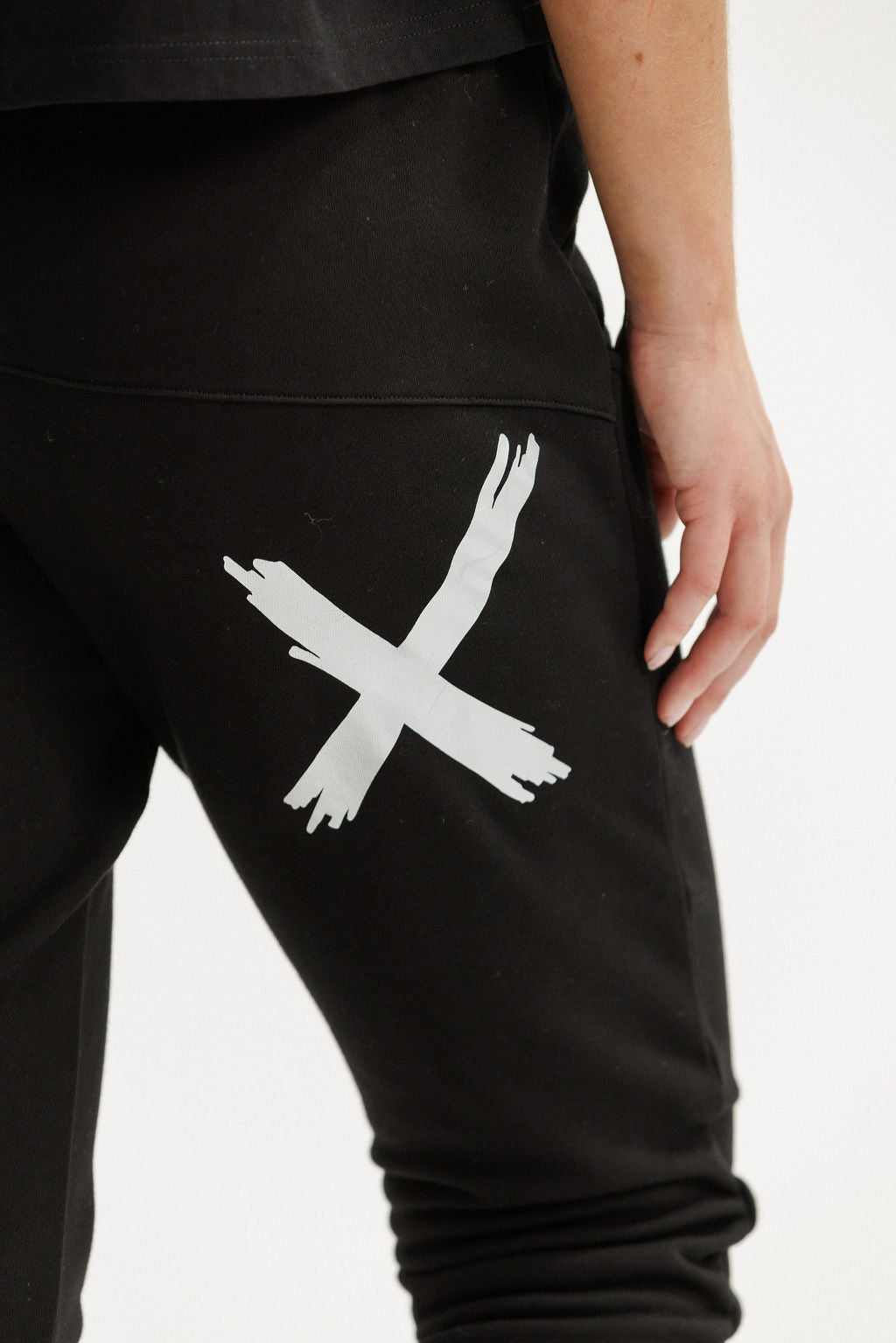 Apartment Pants - Alpine Weight - Black with Silver X & Striped Cuffs