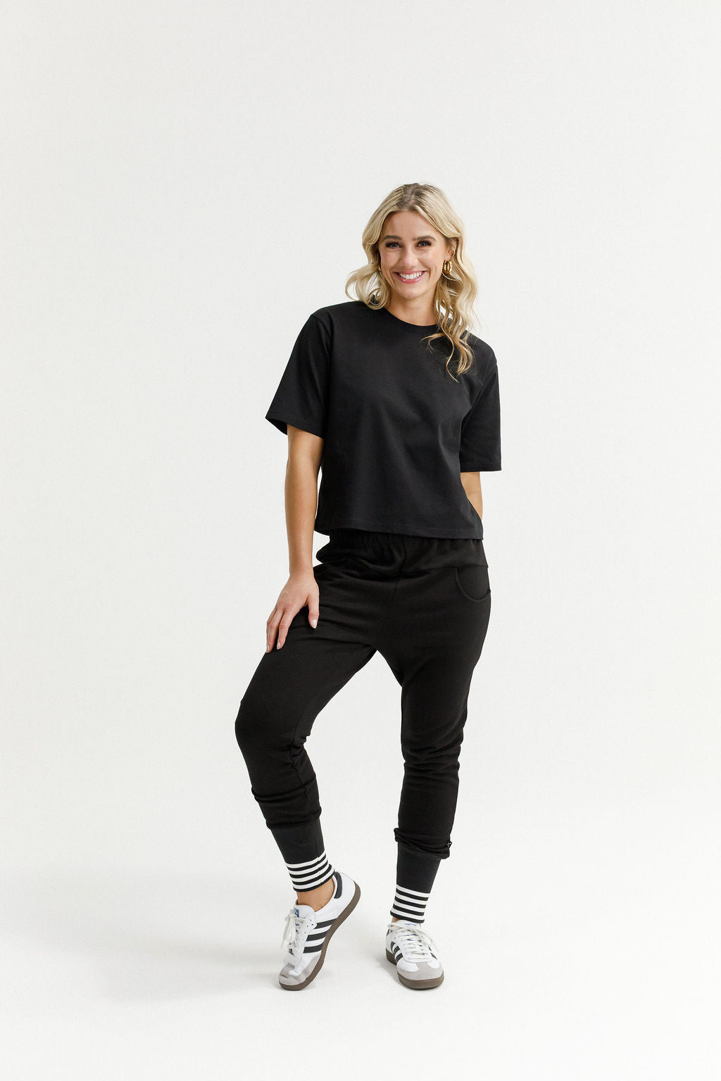 Apartment Pants - Alpine Weight - Black with Silver X & Striped Cuffs