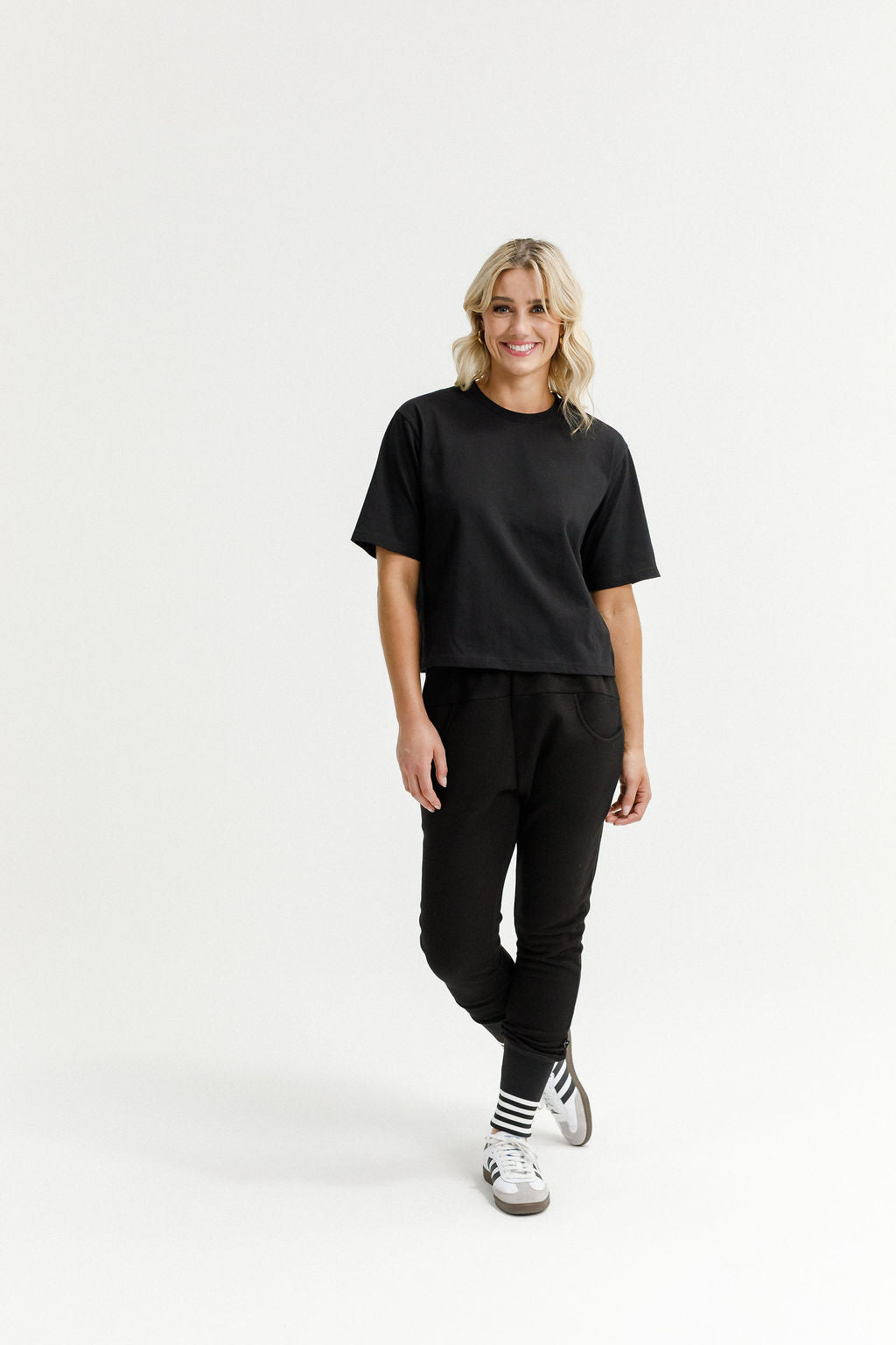 Apartment Pants - Alpine Weight - Black with Silver X & Striped Cuffs