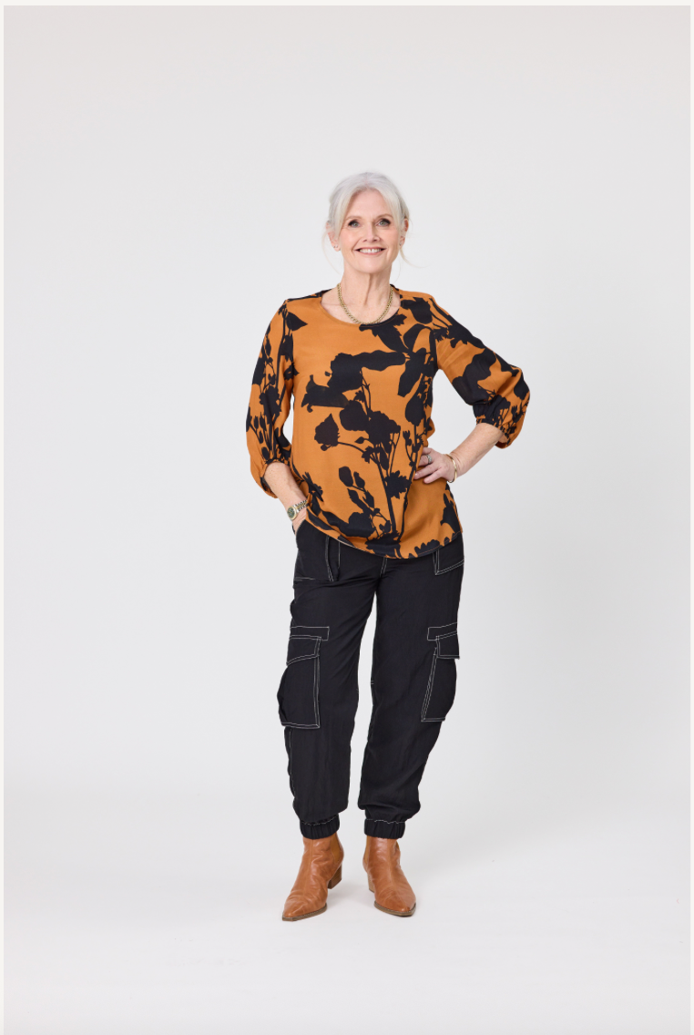 Annette Top - Toffee Print