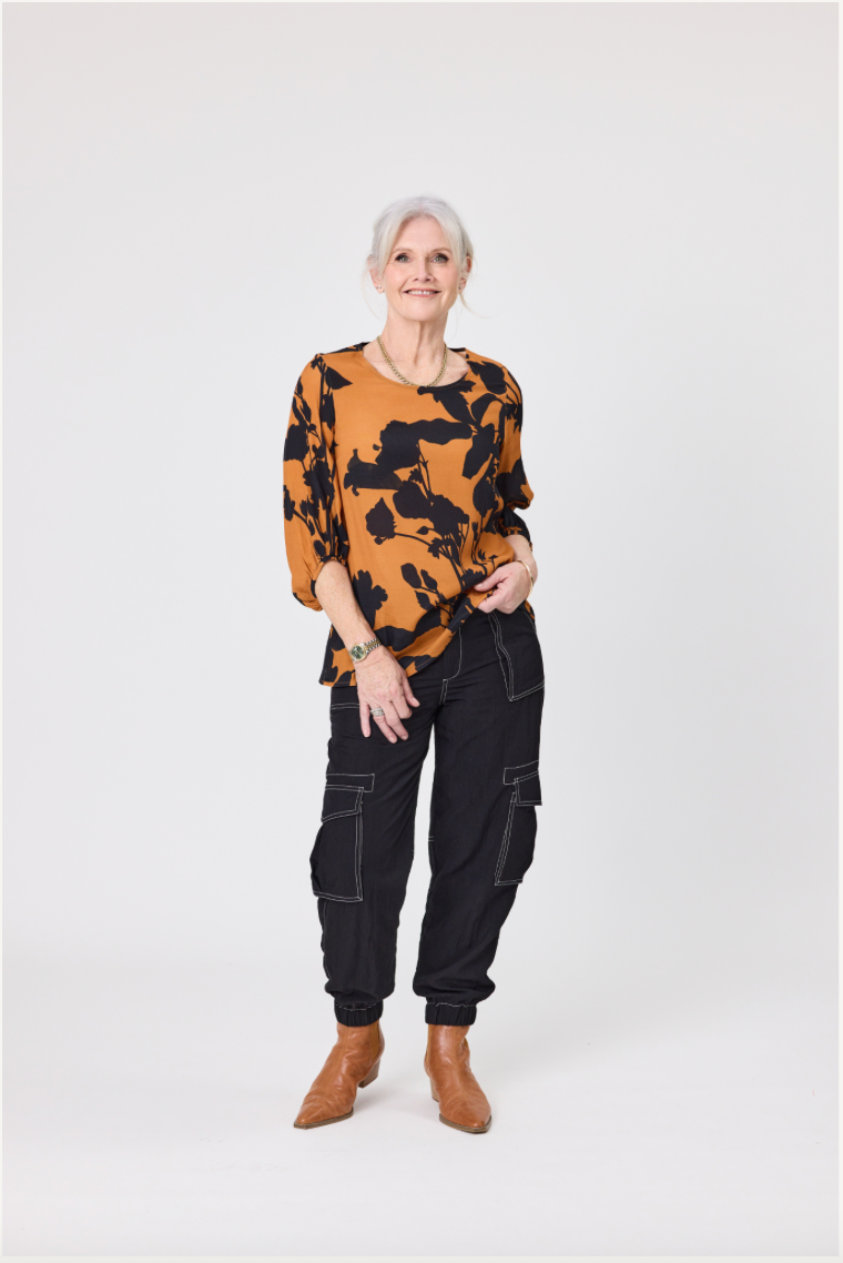 Annette Top - Toffee Print