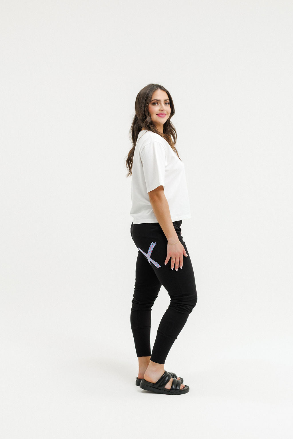 Apartment Pant - Black with Blue Haven Stripe X (Due Sept)