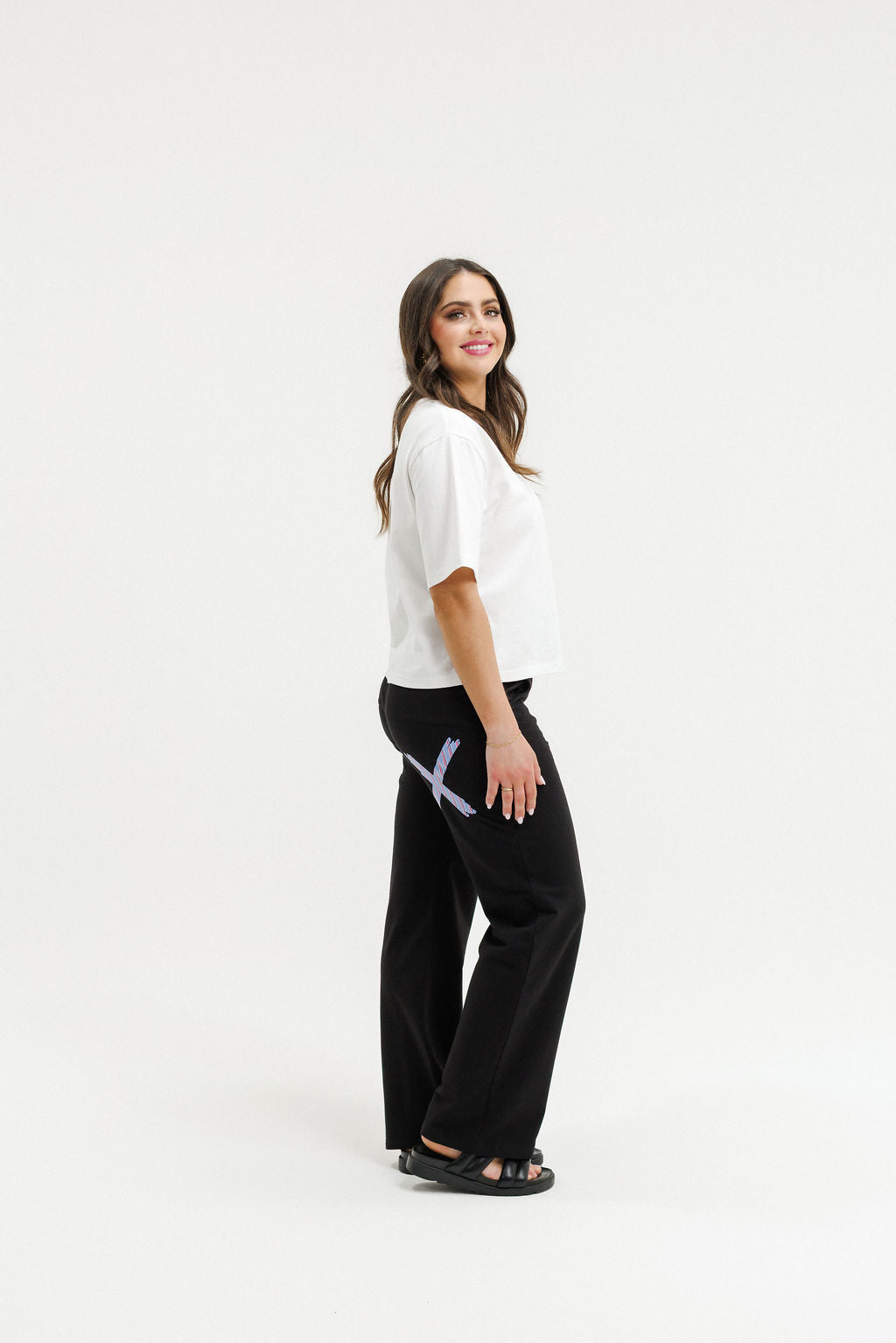 Avenue Pant - Black with Blue Haven Stripe X (Due Sept)