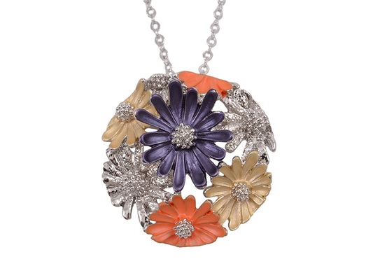 Orange/Navy Daisy Pendant - NC3555