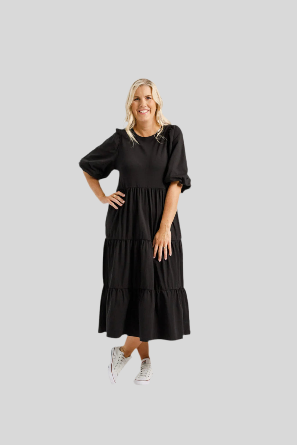 Home Lee - Kate Midi Dress - HL247 - Black $99 XMAS DRESS SPECIAL