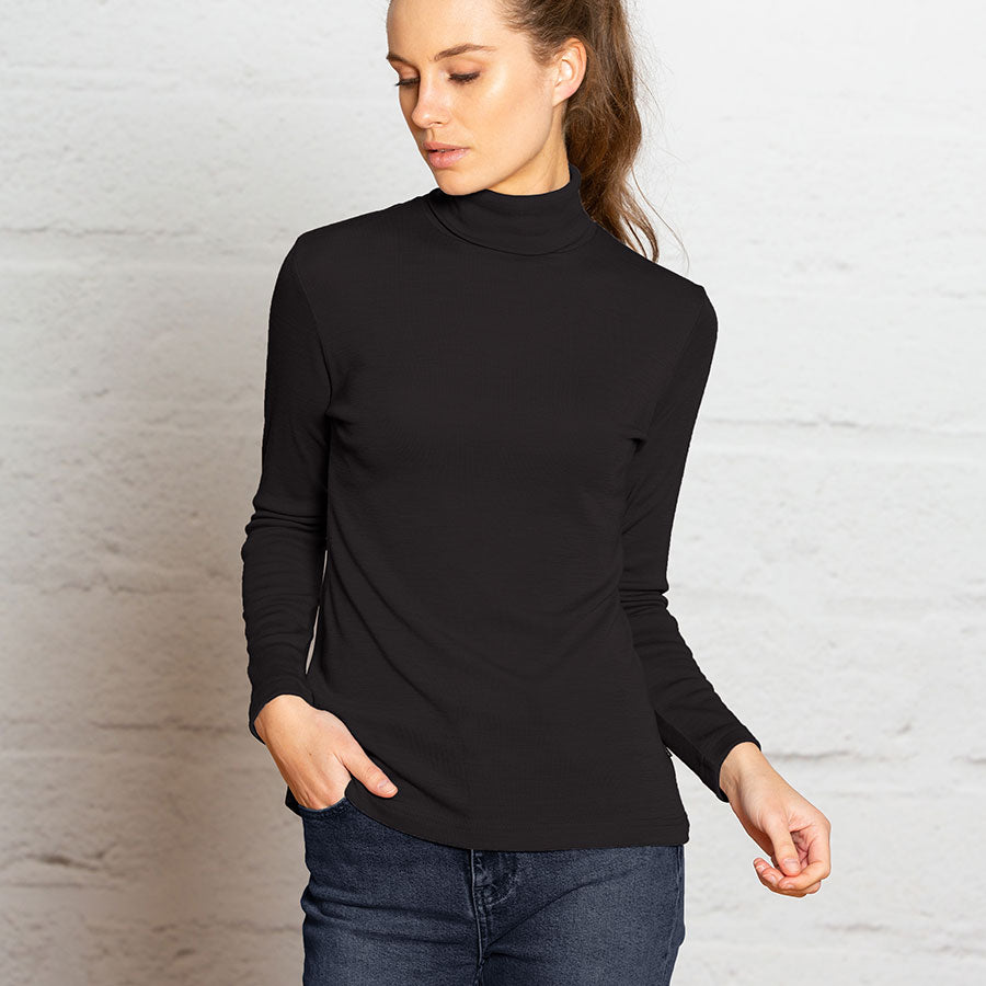 Bay Rd - Merino Polo Neck - BR716 - Black