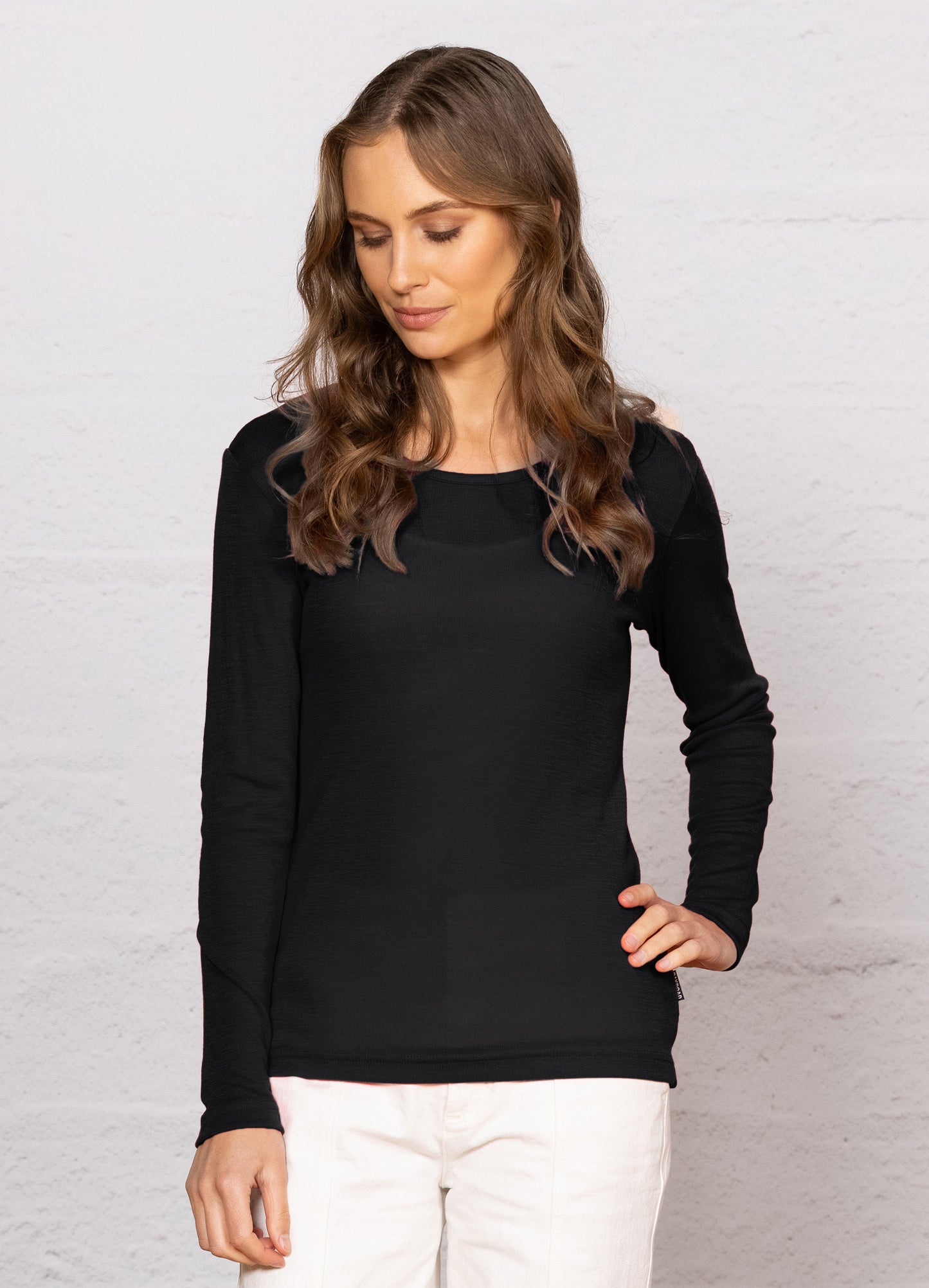 Bay Rd - Merino Demi Scoop Neck - BR804 - Black