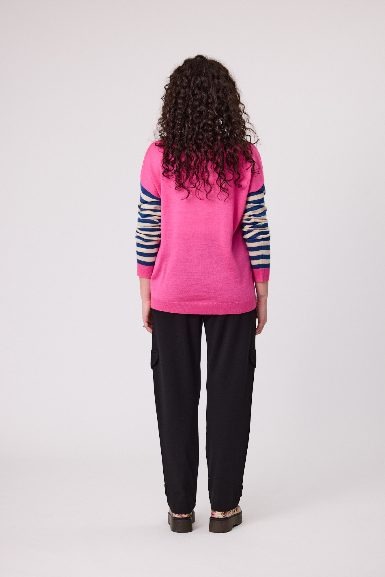 Merino Blend Daisy Stripe Jumper - C6025 - Pink - Due Feb/Mar