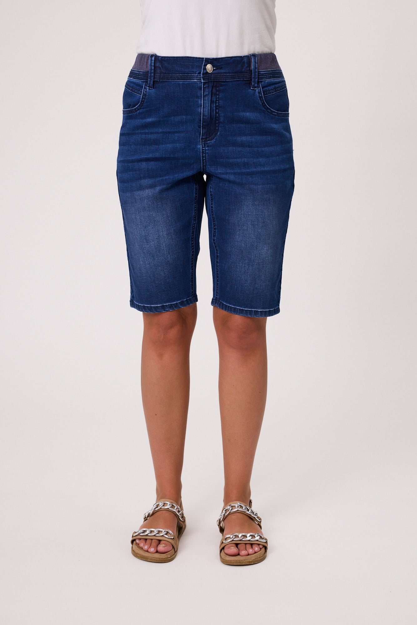 Long Length Knit Denim Short