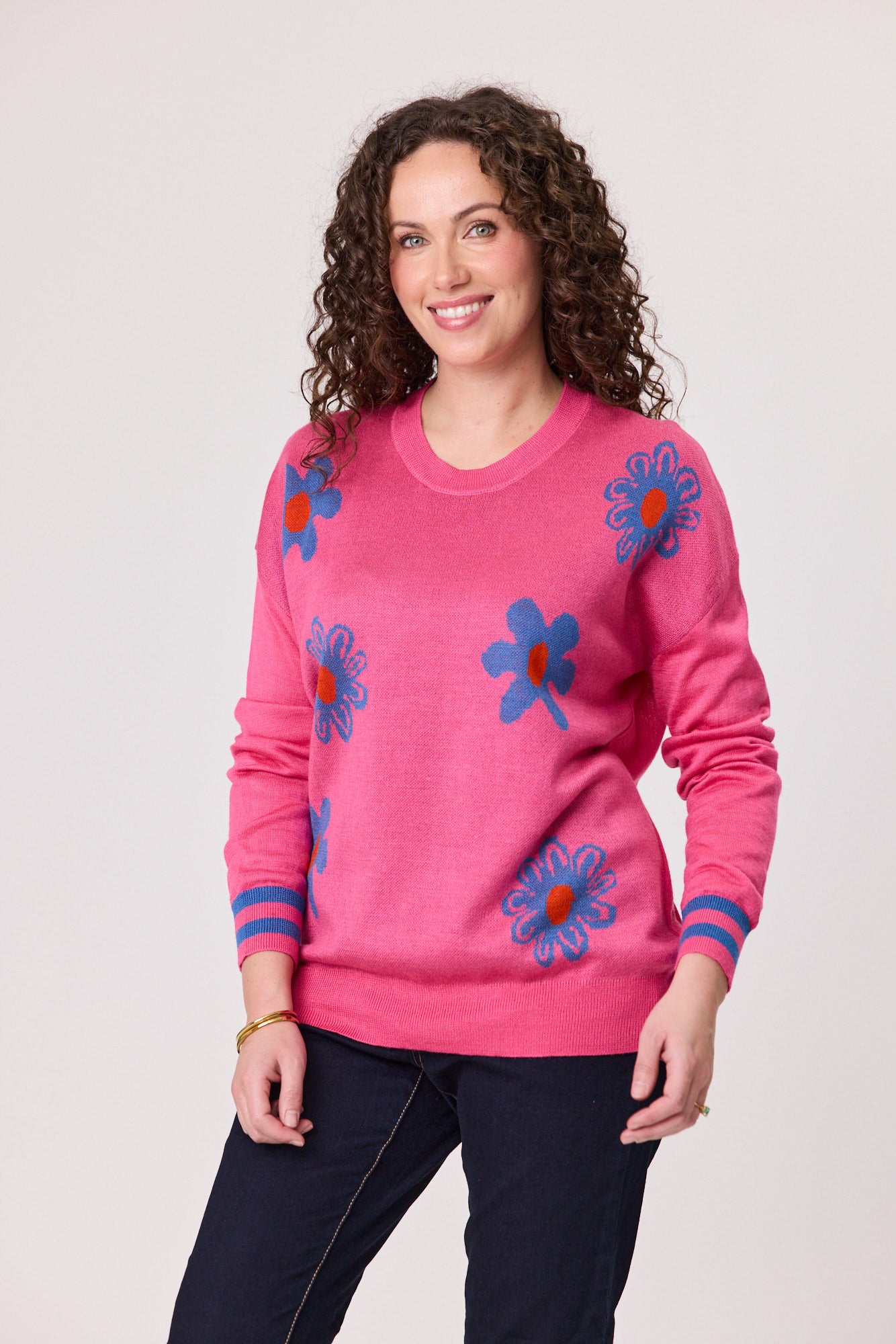 Merino Blend Daisy Jumper - Hot Pink