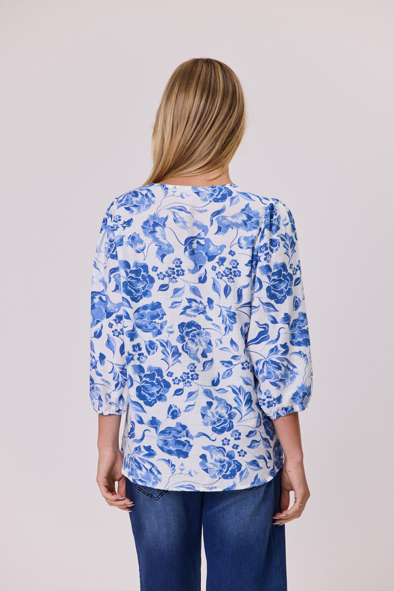 Livia Print Top - Blue - DUE AUG/SEPT