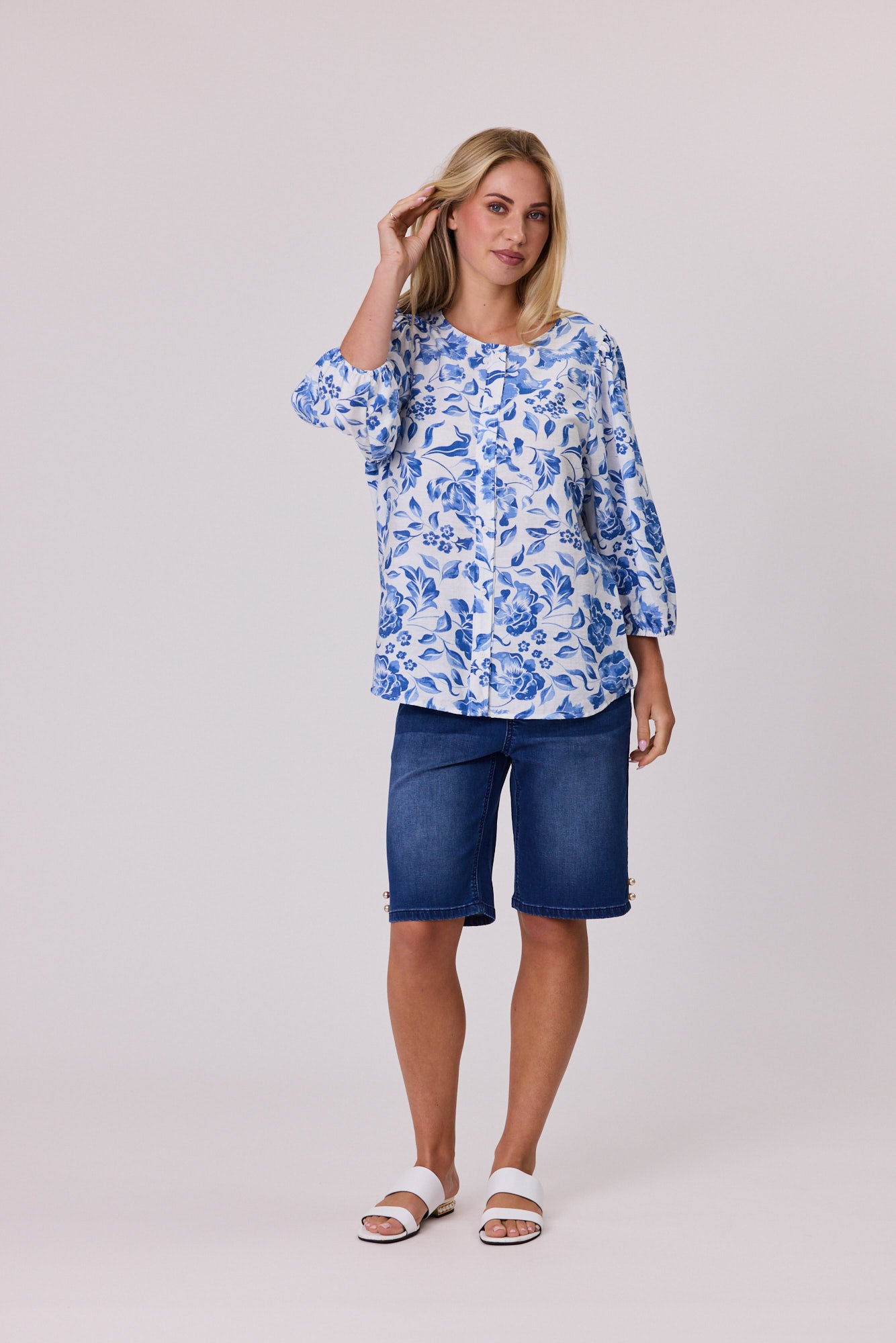 Livia Print Top - Blue - DUE AUG/SEPT