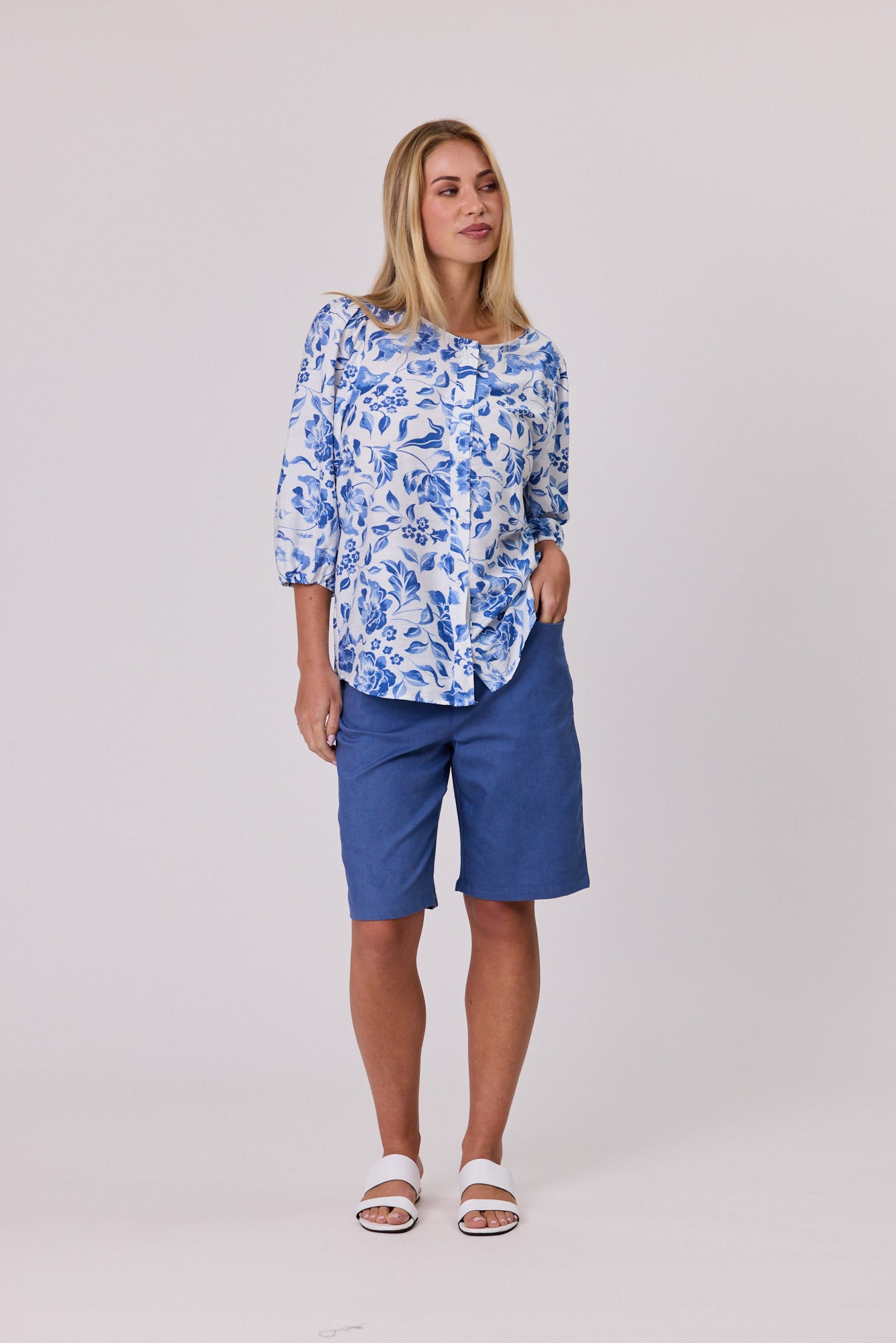Livia Print Top - Blue - DUE AUG/SEPT