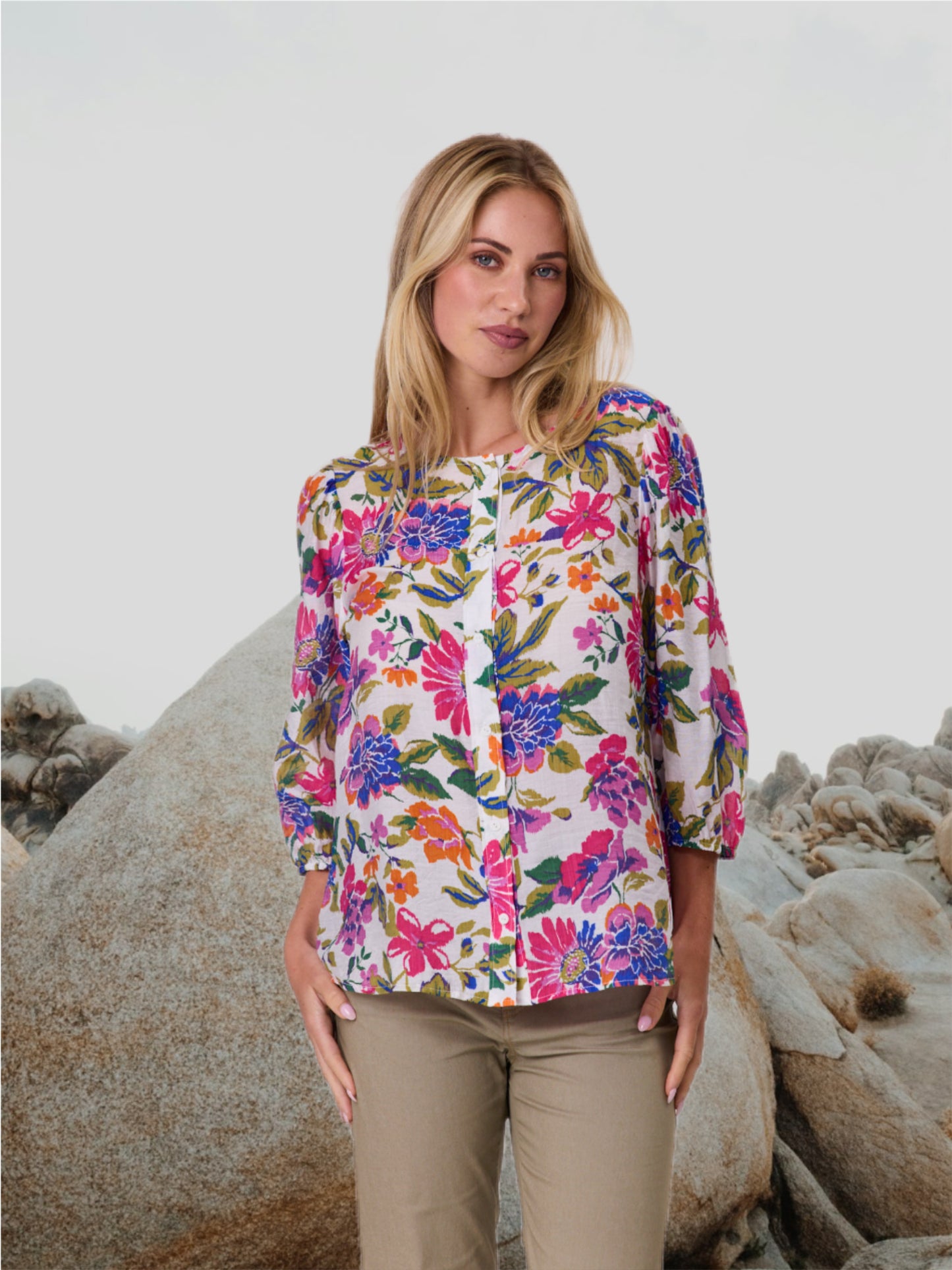 Livia Print Top - Pink - DUE AUG/SEPT