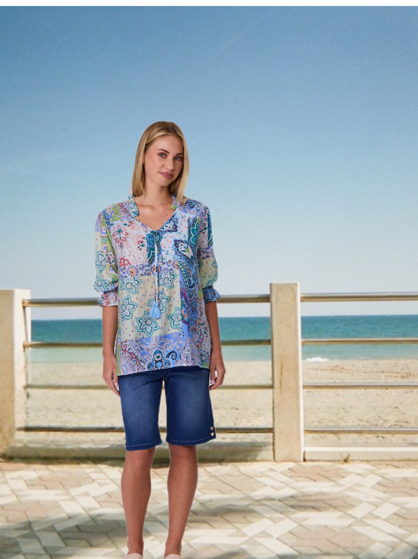 Aurora Peasant Top - Blue - DUE AUG/SEPT