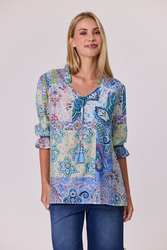 Aurora Peasant Top - Blue - DUE AUG/SEPT