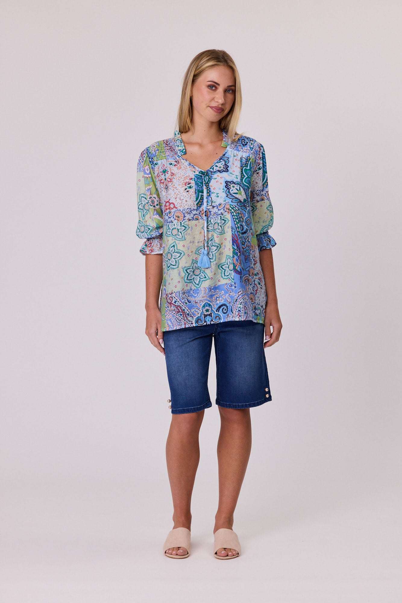 Aurora Peasant Top - Blue - DUE AUG/SEPT