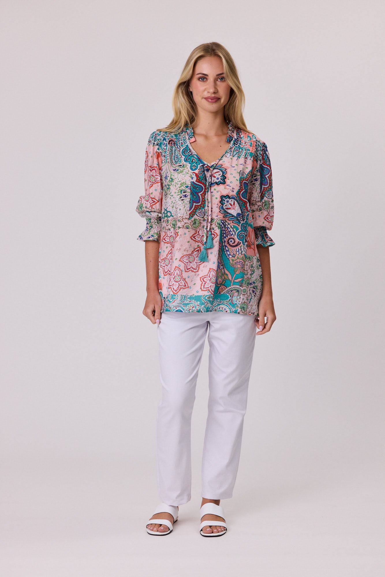 Aurora Peasant Top - Coral - DUE AUG/SEPT