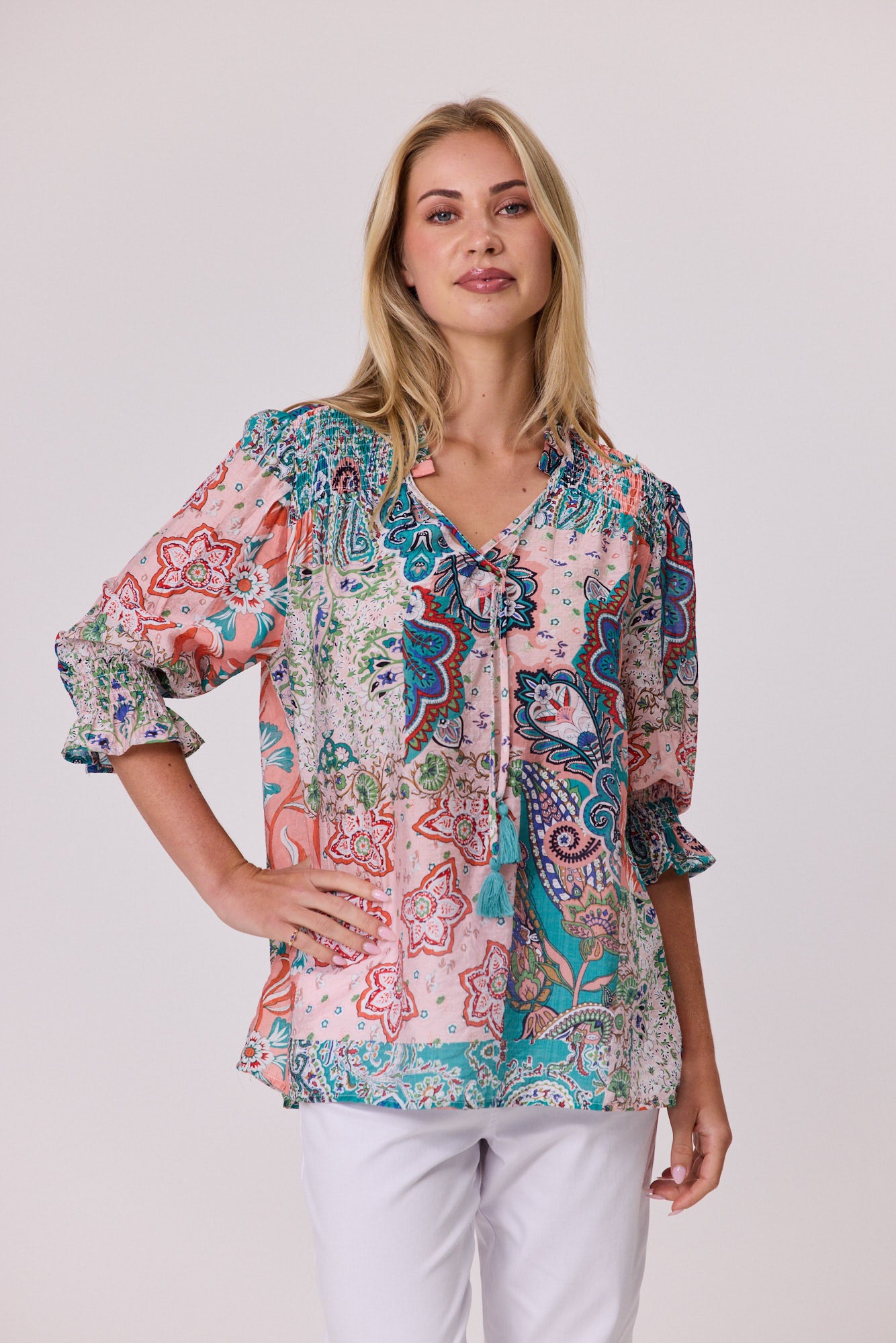 Aurora Peasant Top - Coral - DUE AUG/SEPT