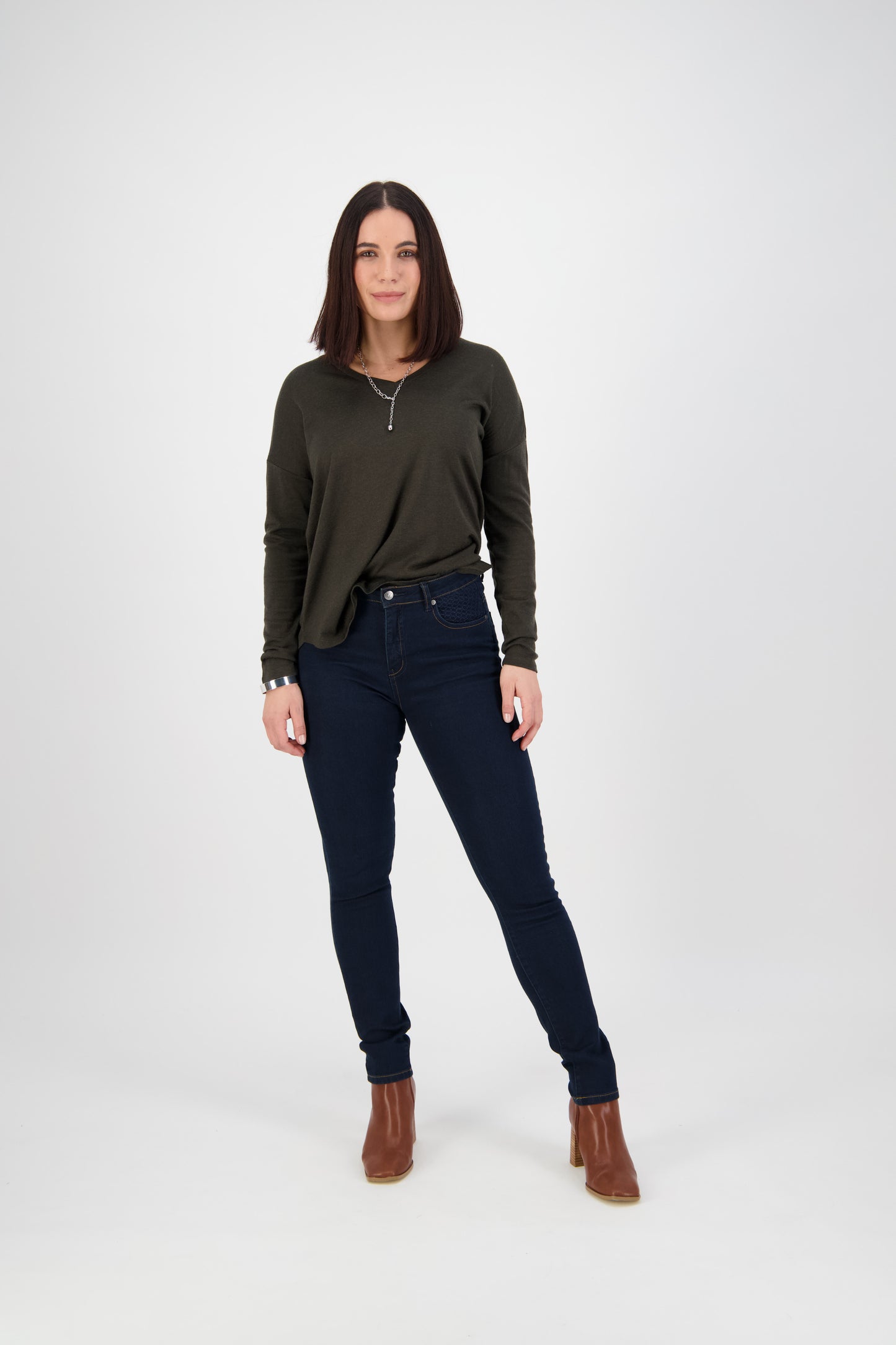 Vassalli - Denim - Style 5535 Basket Weave Pocket Jeans - 3 Colourways