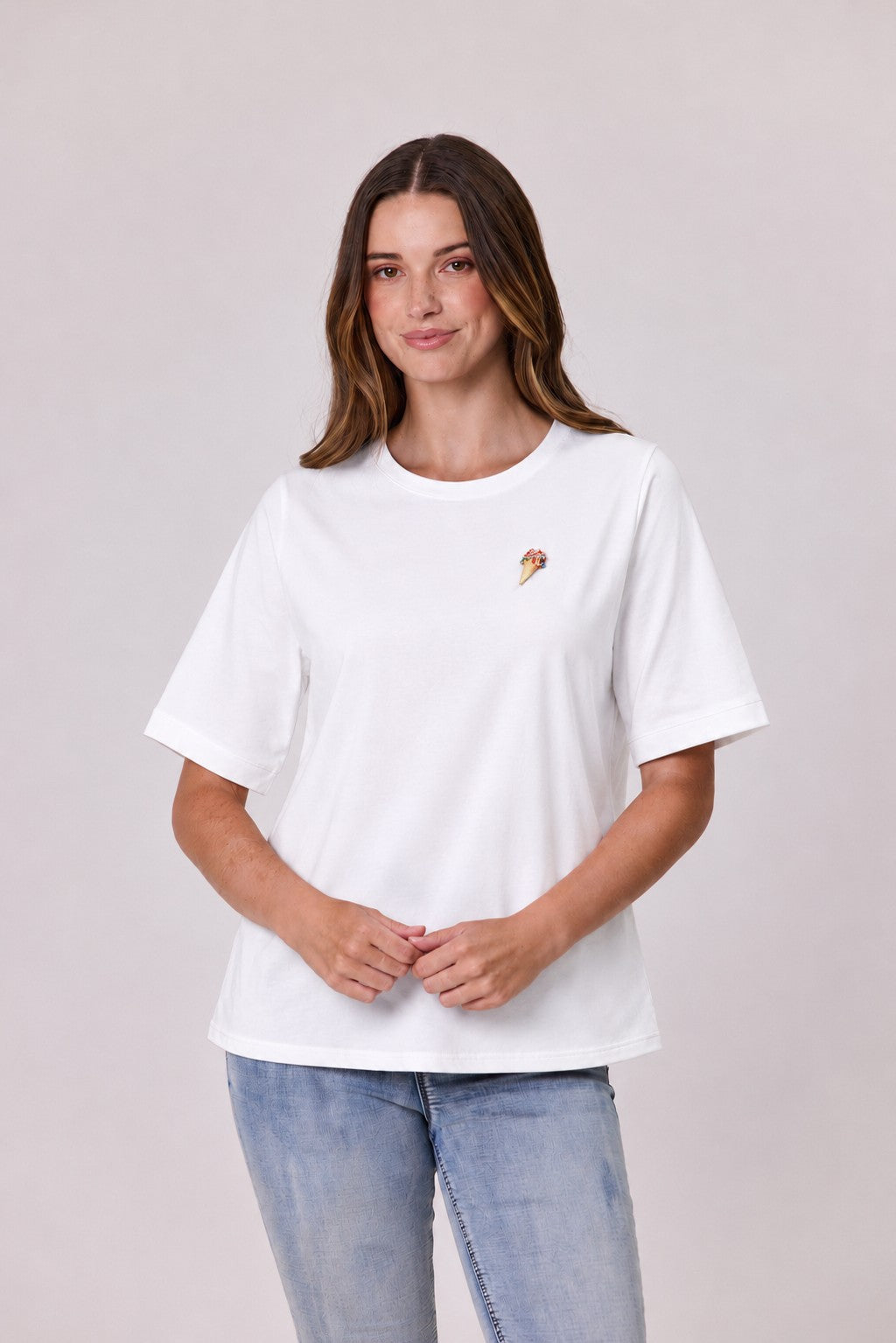T-Shirt & Brooch - White - DUE AUG/SEPT