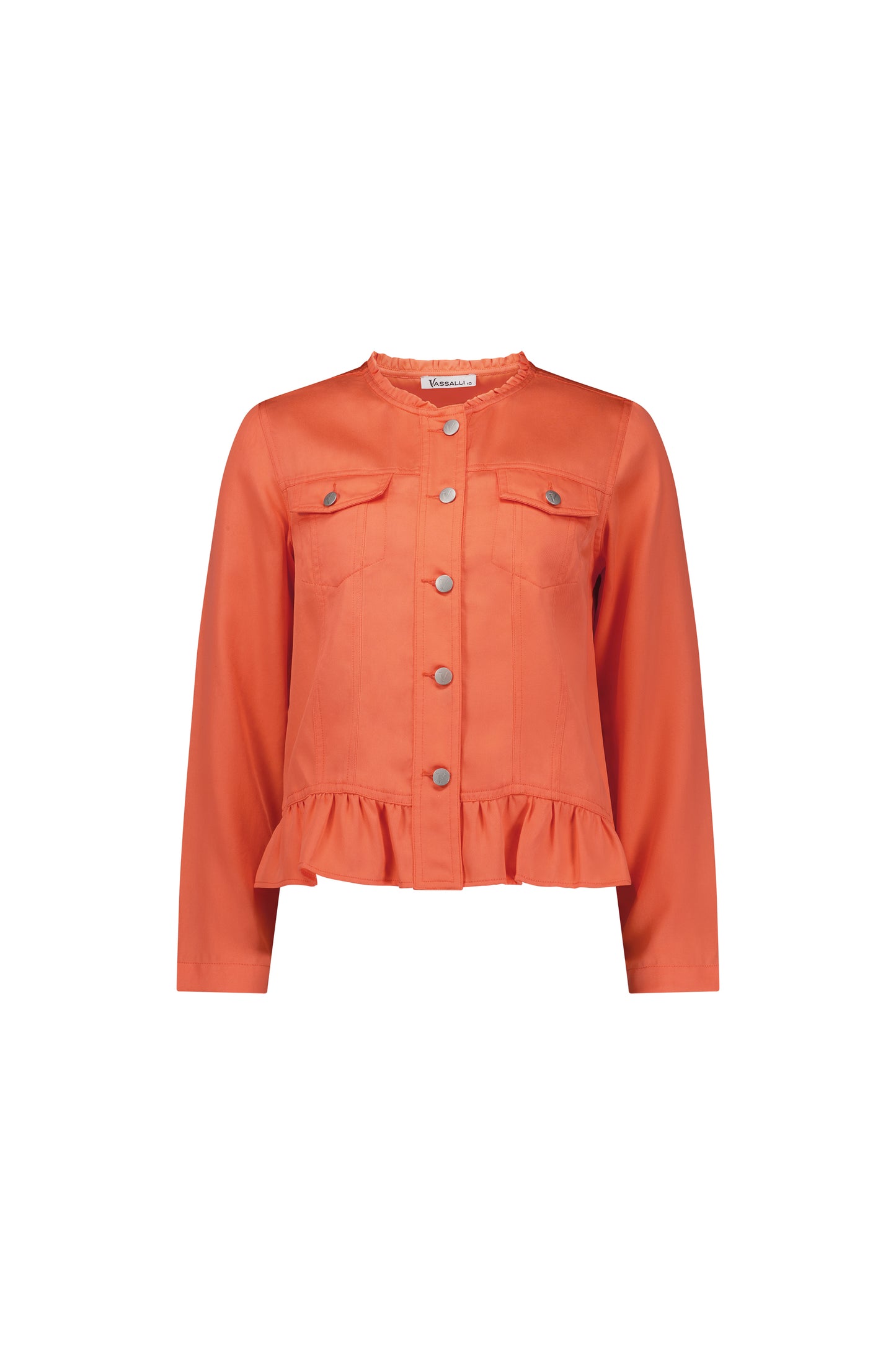 Vassalli - Tencil Jacket with Frill Hem - 2047N - Melon - 50% Off - 1 x size 14 left